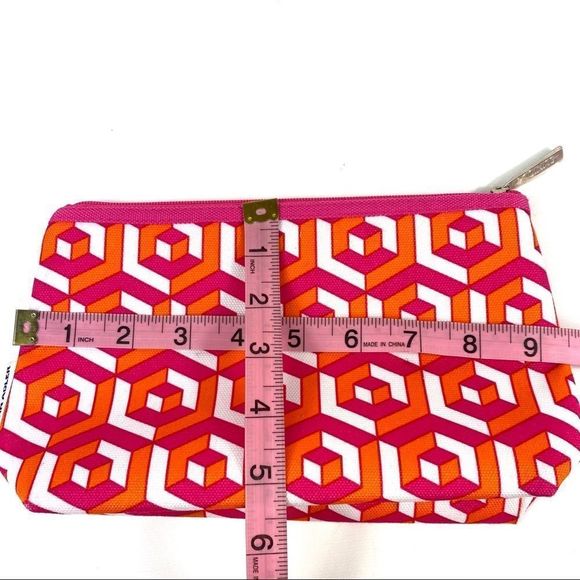 Jonathan Adler Clinique cos bag pink & orange cosmetics bag - Picture 6 of 9